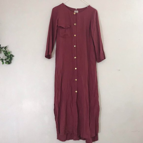 Vintage mauve burgundy button down dress - Picture 1 of 4